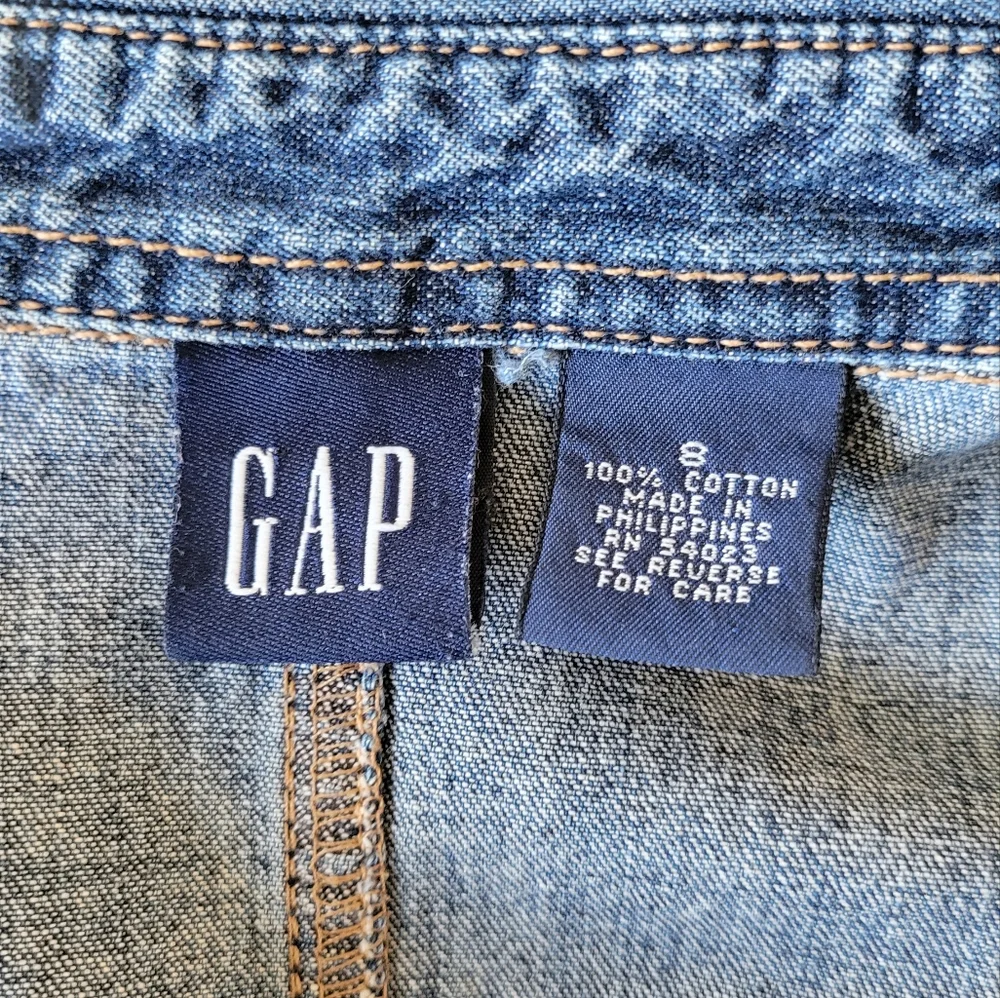 GAP vintage Y2K Denim Button/Snap down dress with Pockets sz 8 - Picture 3 of 6